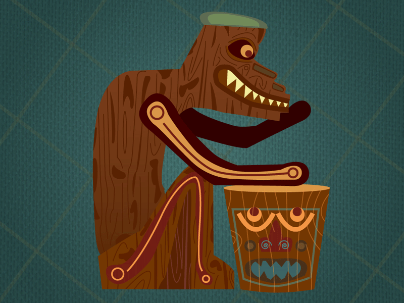 Tiki Drum adventureland animation disney disneyland drums gif graphic illustration illustrator tiki vintage walt disney