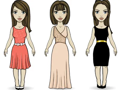 Girls outfit character clothes dress girl illustration