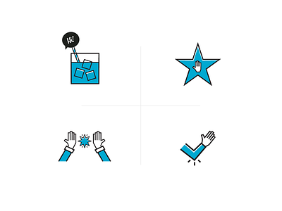 Launch Icons cube five glass hand iconography icons pictogram shirt star straw symbol