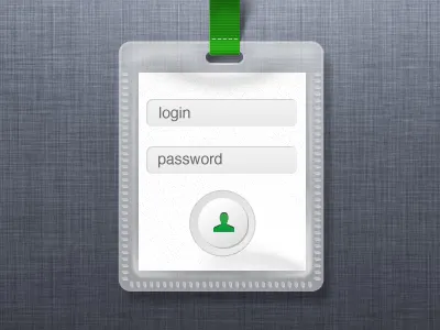 Login Badge app badge button card clean design digital html5 input login paper plastic ribbon site ui web webdesign