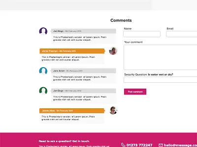 Comments blog clean comments design flat message message team portfolio post simple website