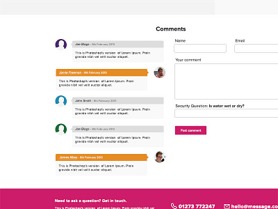 Comments blog clean comments design flat message message team portfolio post simple website