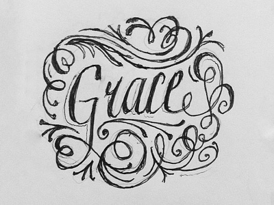 Amazing Grace drawing illustrative lettering letters script swashes typography