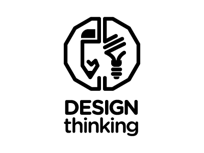 Design Thinking Logo black brain branding conceptual identity logo symbolism vector illustration