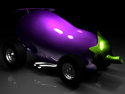 Eggplant Hot Rod 3d car car paint eggplant funny glossy green hot hot rod illustration maya modeling paint purple reflections render rod rubber speed vegetable vehicle wheels