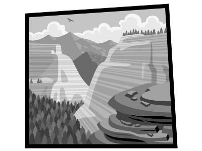 Shale illustration landscape mountains rock rocks shale trees vector west