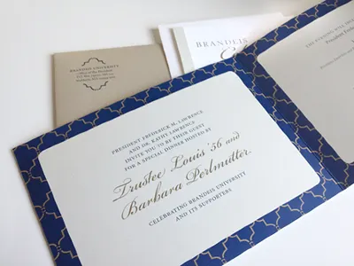 Brandeis Celebrates brandeis collateral invitation metallics pantones pattern print typography