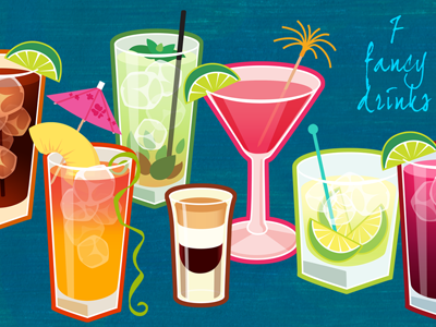 Fancy Drinks booze bright cocktails colorful drink icon illustration party