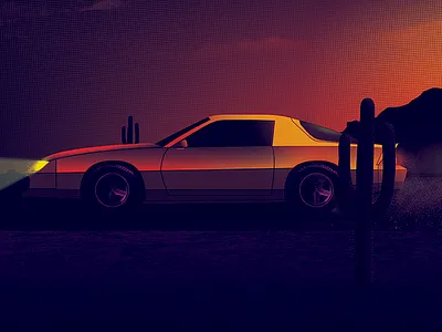 Mowelan Album Booklet (WIP) - Side View 80s album art cactus capsz car headlight illustration orange pink print purple red retro screen side sunset vector wip yellow