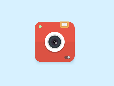 camera icon art artist camera clean creative flat flat design icon icons illustration lens minimal mobile red simple ui