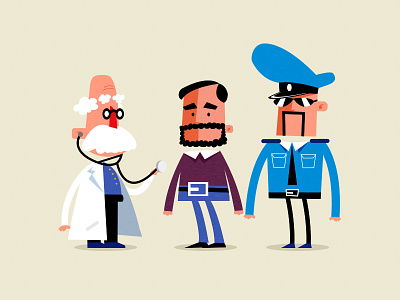 Doctor animation character cop doctor policeman prisoner