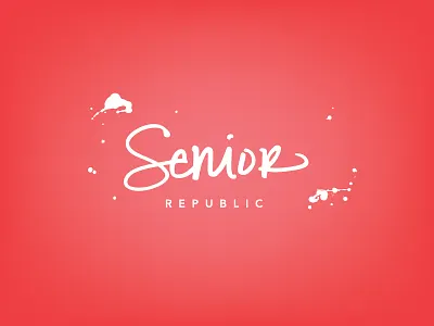 Senior Republic Logo all caps braizen california hand drawn ink logo photographer red sans serif script splatter uppercase white