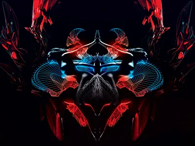 Geminon 3d abstract digital art illustration poster