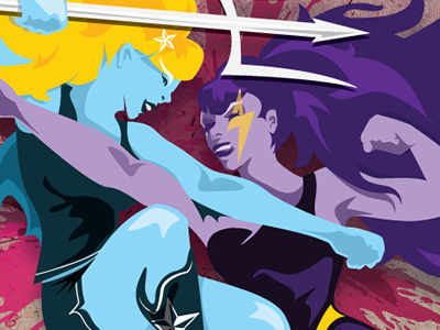 Rollers vs Sirens illustration poster roller derby