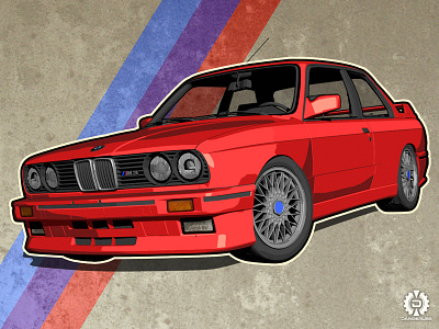 M3 3d automotive bmw dangeruss red stylized toon