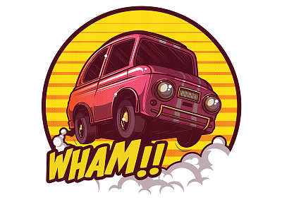 WHAM!! artwork car comic illustration vector