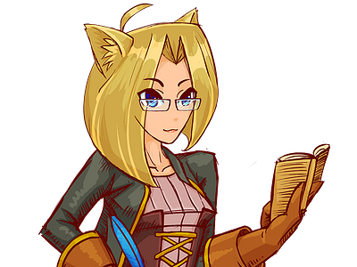 Reporter anthropomorphic cat girl fantasy female illustration