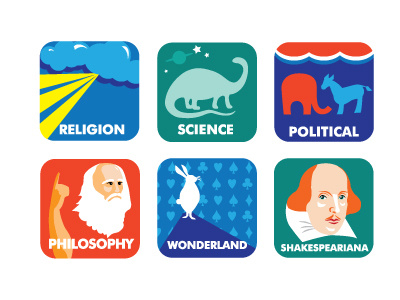 Icons 2 aristotle cloud dinosaur donkey elephant icons illustration philosophy politics religion science shakespeare vector wonderland