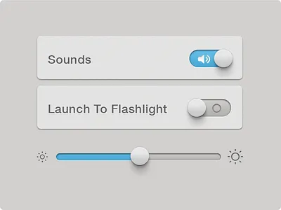 Settings UI app brightness elements ios iphone off on settings slider switch ui ux