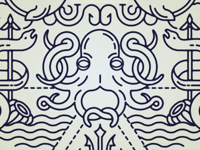 From the deep linework nautical ocean octopus vector