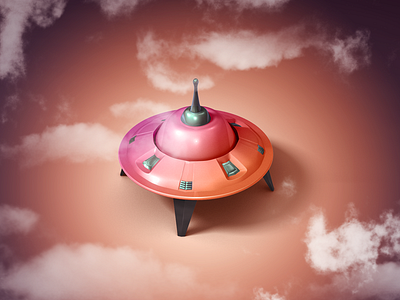 ufo illustration clouds illustration ufo warm color
