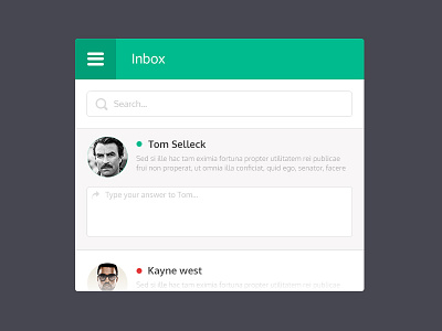 Mini email widget dashboard flat interface mail minimal ui