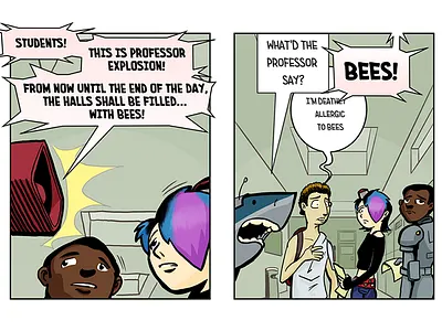 Promo 2 Colours bees cartoon comic illustration kid armor junior mercury skyshark trouble ii webcomic