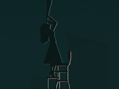 Telescope chair dark highlight illustration night shadow skyline telescope woman