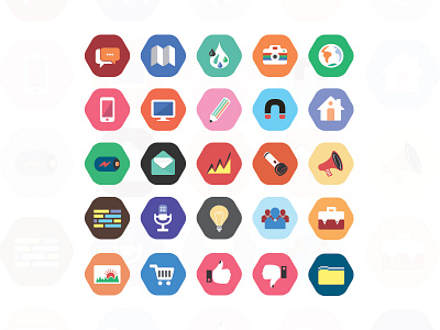 Cool Colorful Icon Set design flat style icon icon set