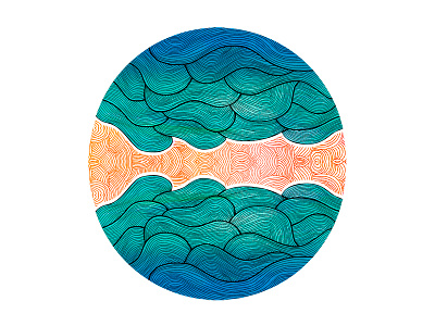 Ocean Flow Illustration circle element flow illustration line art linear movement ocean organic rapidograph sea shapes turquoise waves