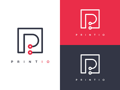 PrintIO Logo bright circle circuit color logo