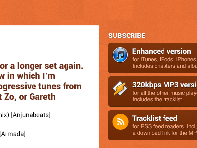 Matt P Music Podcast 2013 buttons icons matt p music podcast orange redesign redesign of the redesign roboto texture web