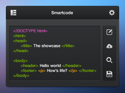 Smartcode app coding gui html icons interface psd ui widget