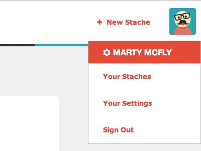 Default in action avatar dropdown website