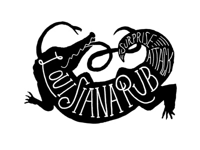 Flavorcon: Louisiana Rub attack black custom drawn expressive flavor food gator hand drawn handwriting icon louisiana painting personal rendered rub silhouette snake surprise type typography white