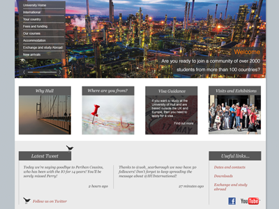 International Homepage grid modular photography twitter university