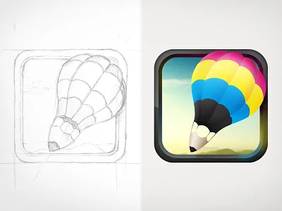 Myck icon cmyk hot air balloon icon identity logo myck sketch