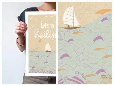Let's Go Sailing! graphic design illustration lets go sailing outdoor activities