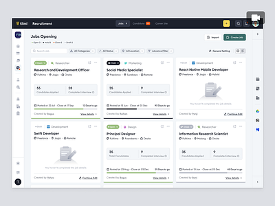 Tiimi - Create and Share Job Information in SaaS HR Management animation candidate company create job hiring hr hrd hrm hrms hrs job product design recruitment saas saas design share job ui ux web app web design