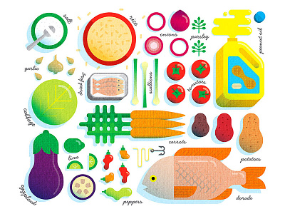 Ingredients illustration texture