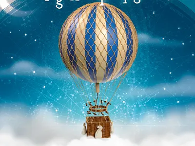 Nightflight balloon cd cover moon music night sky stars vintage