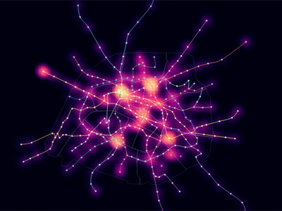 Metropolitain 3d data datavisualization dataviz heatmap isochronic subway traffic visualization webgl