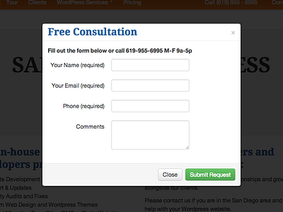 Modal Contact Form forms jquery ui