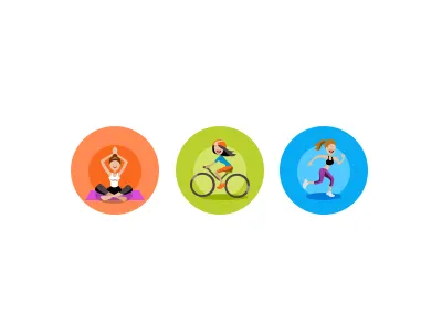 Activity Icons cycle flat icons run sport women yoga