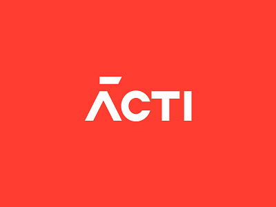 Acti clean design logo red simple typography white word wordmark