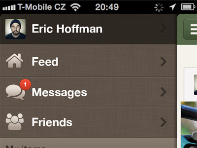 Secret Project app ios menu