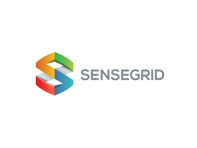 Sensegrid Logo arrows colorful elements s initial shield waveform wings