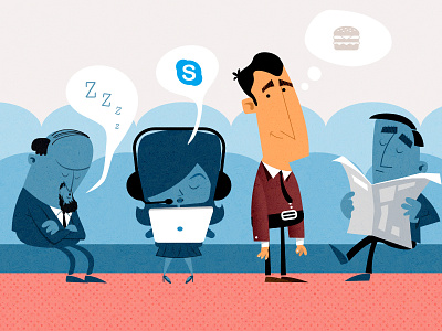 Boring Conference animation boring business character conference hamburger newspaper skype sleep sleepy