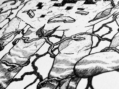 WIP schtuff black and white hand line work space vines water