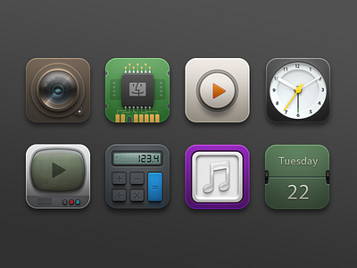 Motif Icons buttons calculator calendar camera clock files icon icons iconset ios ipad iphone ipod itunes jailbreak music theme videos winterboard